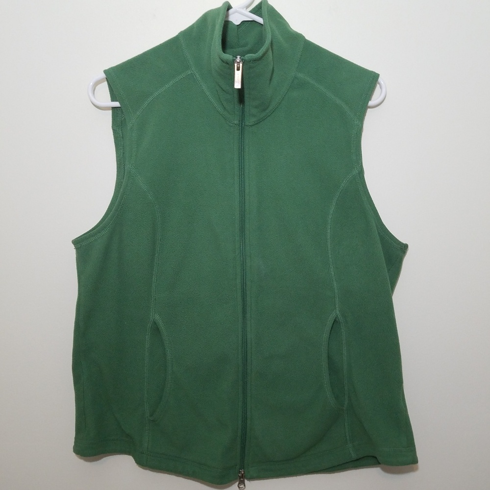 Lands' End Fleece Vest Green Size M